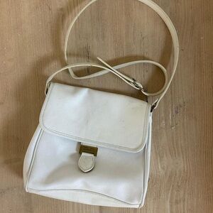 White boxy satchel leather tote